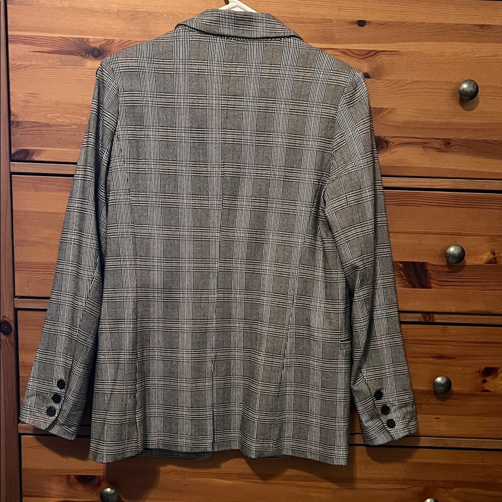 Lucy Paris double button grey plaid contemporary tailored Blazer XS NWT - Picture 3 of 15